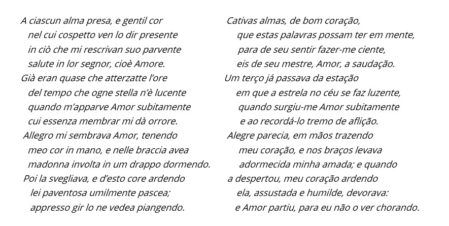 Vita Nova O amor de Dante Alighieri e Beatriz Portinari Estado